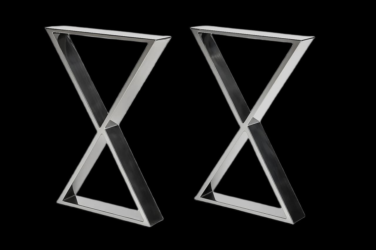 Patas de Mesa en X de Acero Inoxidable Pulido (Par)